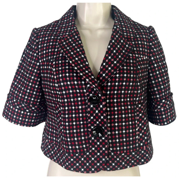 OBR‎ Cropped Dotted Short Sleeve Blazer Women's Size XS - Picture 1 of 14